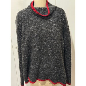 Women's Venezia Jeans Gray & Red marled mock neck Cowl Neck Sweater Plus Size 22